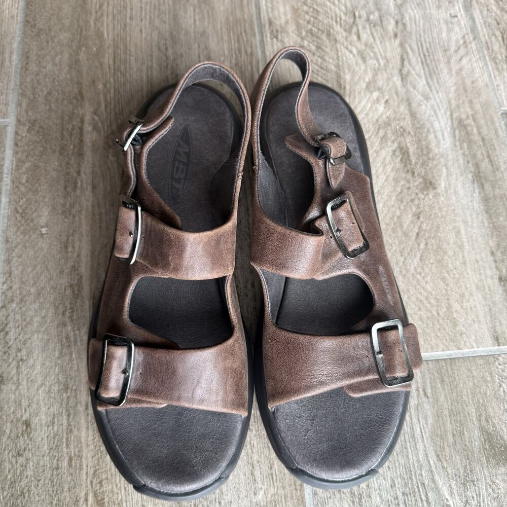 MBT Womens 9.5 Brown Leather Rocker Sandals EU 40 Swiss Masai Walking Shoes
